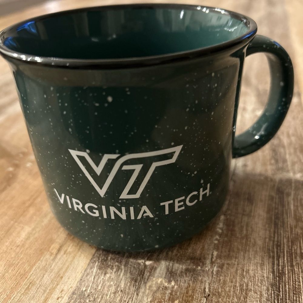 Virginia Tech Large Soup / Coffee Mug Ceramic Oversized Green Speckled VT Hokies